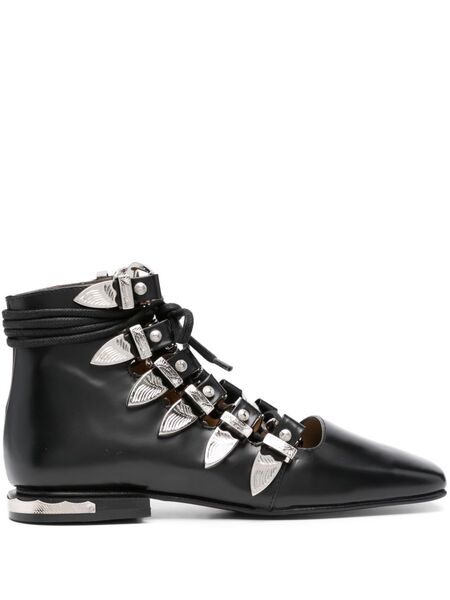  Toga Pulla Lace-up Leather Ankle Boots - Black 
