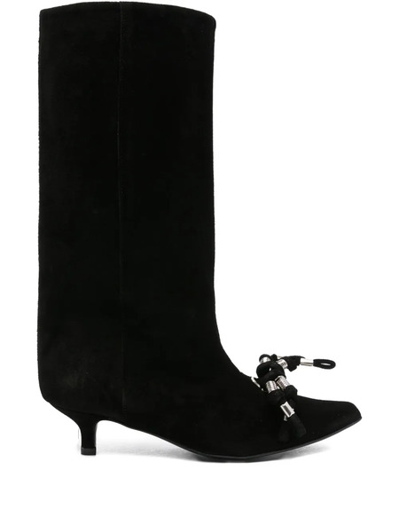 Toga Pulla 45mm Knotted-tassel Suede Boots - Black 