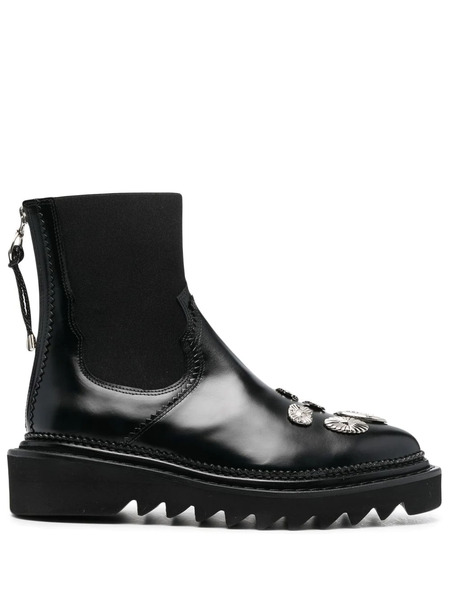  Toga Pulla Pointed Leather Ankle Boots - Black 