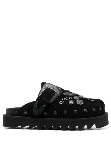  Toga Pulla Sabot Metal Suede Mules - Black 