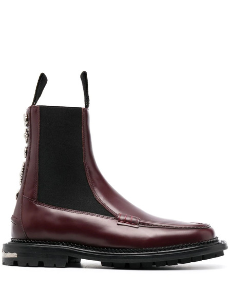  Toga Pulla Stud-embellished Leather Ankle Boots - Red 
