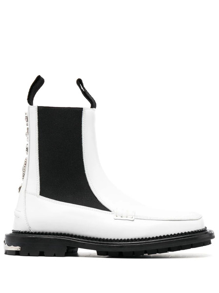  Toga Pulla Stud-embellished Leather Ankle Boots - White 