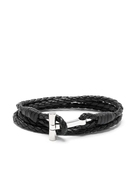  Tom Ford Braided Leather Bracelet - Black 