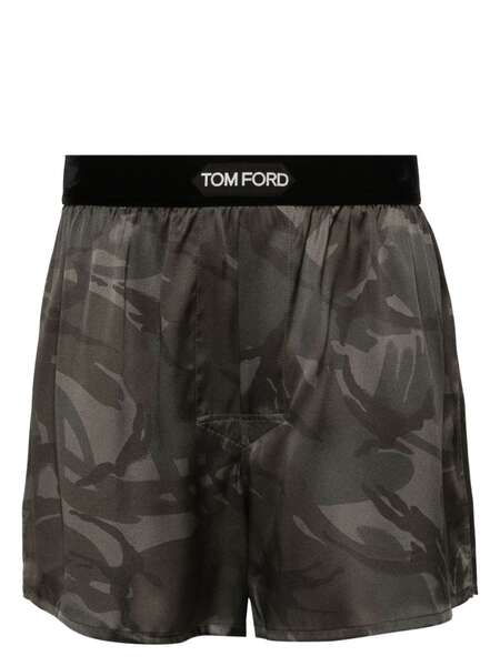  Tom Ford Camouflage-pattern Silk Boxer Briefs - Green 