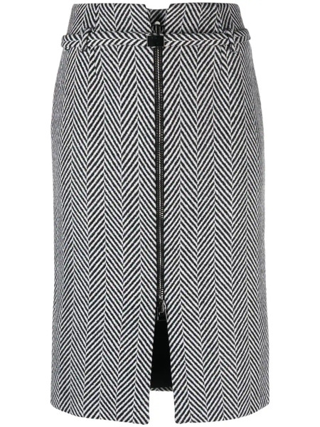  Tom Ford Chevron-pattern Midi Pencil Skirt - Black 