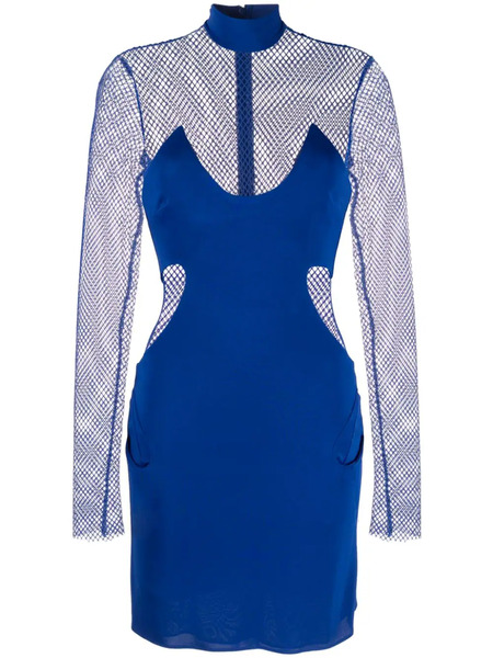  Tom Ford Crepe Mesh-panelling Mini Dress - Blue 