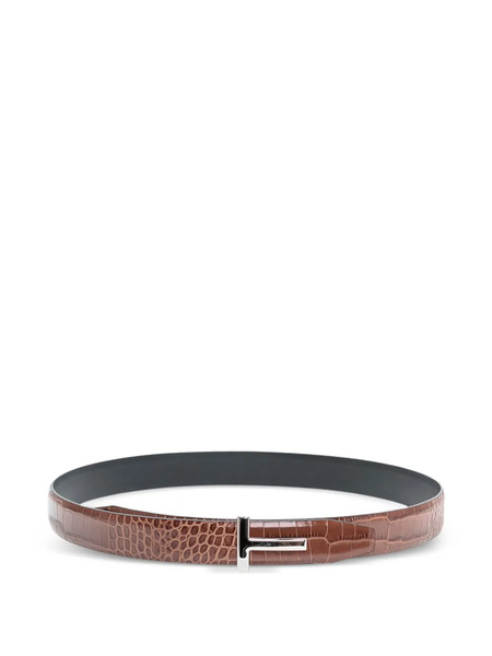  Tom Ford Crocodile-effect Belt - Brown 