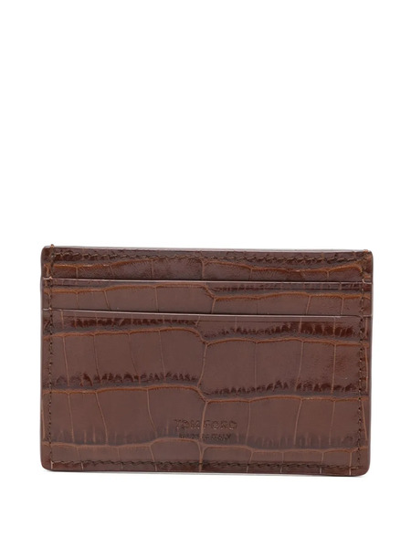  Tom Ford Crocodile-embossed Card Holder - Brown 
