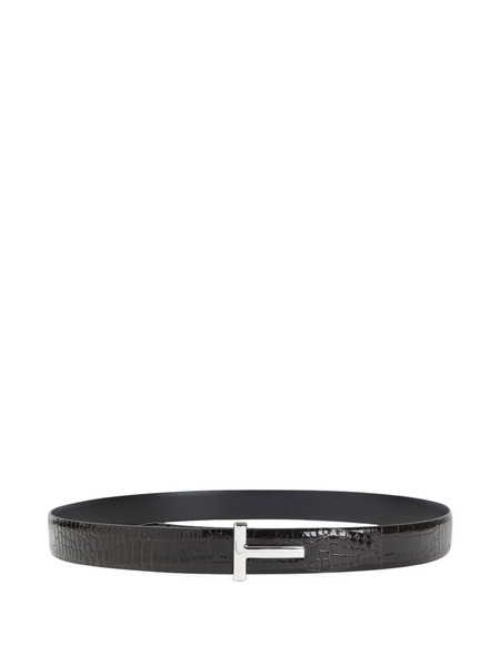  Tom Ford Crocodile-embossed Leather Belt - Brown 
