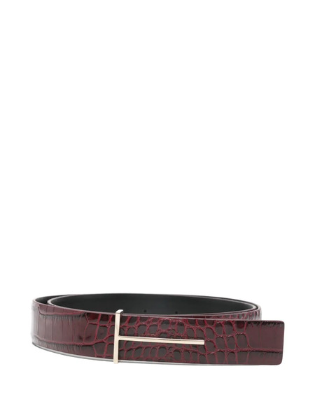  Tom Ford Embossed-leather Belt - Red 