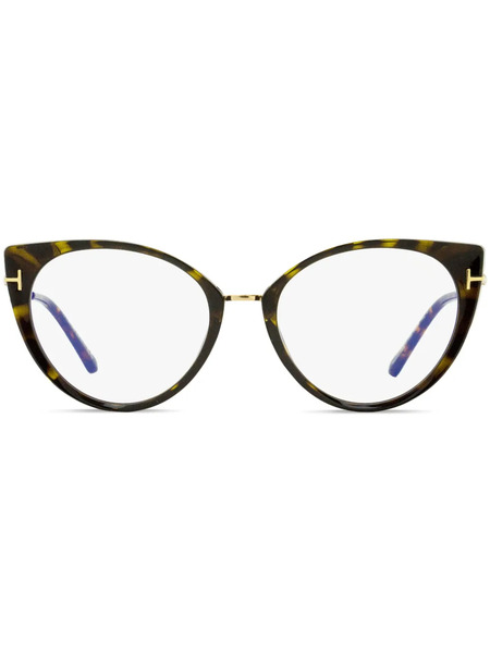  Tom Ford Eyewear Blue Block Cat-eye Frame Glasses - Brown 