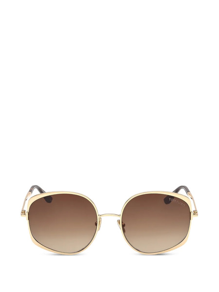  Tom Ford Eyewear Browline Oval-frame Sunglasses - Gold 