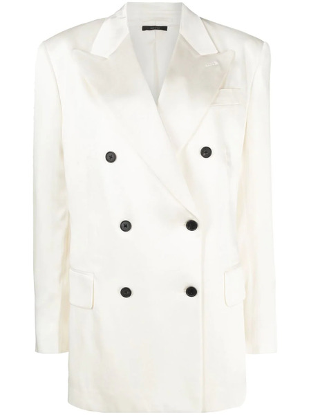  Tom Ford Fluid Double-breasted Satin Blazer - Neutrals 