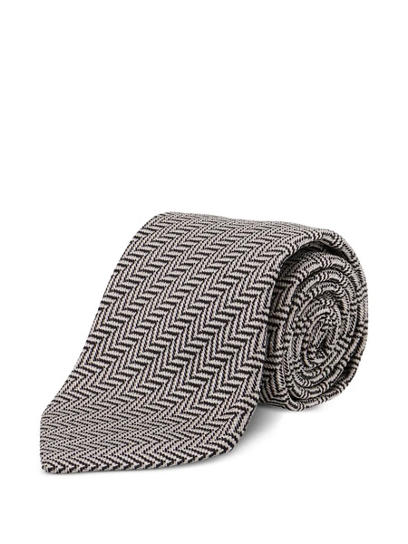  Tom Ford Herringbone Silk Tie - Silver 