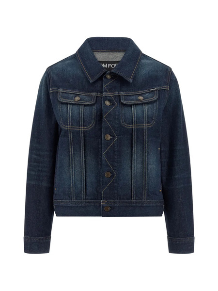 Tom Ford Japanese Contrast-stitching Denim Jacket - Blue 