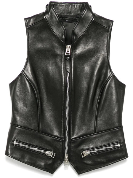  Tom Ford Leather Waistcoat - Black 
