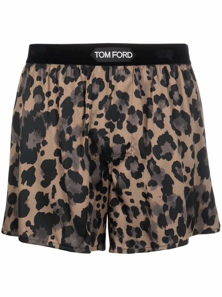  Tom Ford Leopard-print Boxer Shorts - Neutrals 