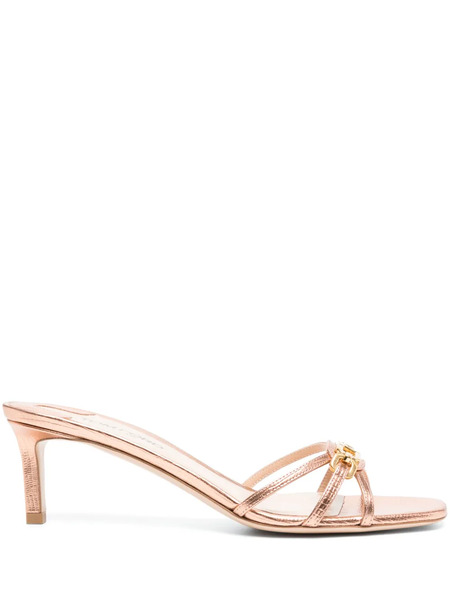  Tom Ford Logo-plaque Leather Heeled Sandals - Neutrals 