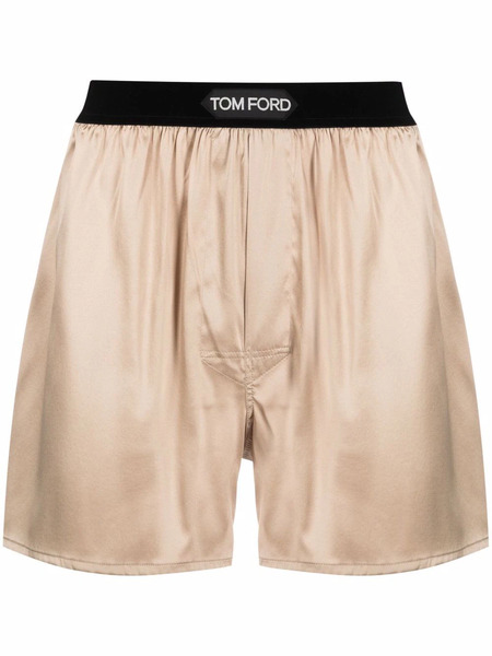  Tom Ford Logo-waist Silk Boxers - Neutrals 