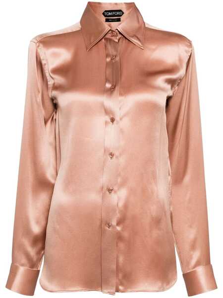  Tom Ford Long-sleeved Silk-satin Shirt - Neutrals 