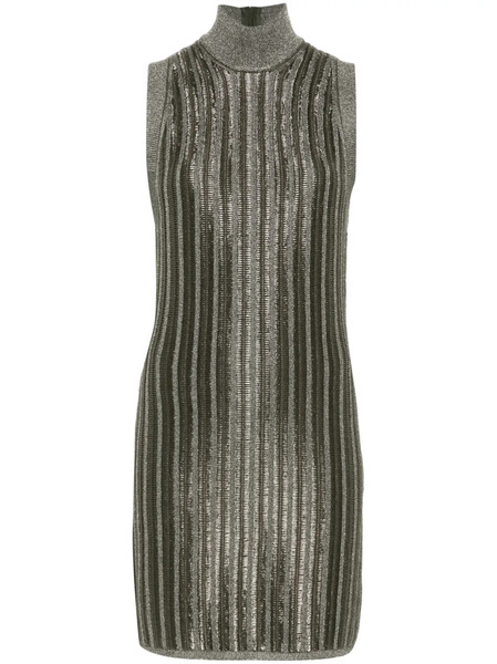  Tom Ford Metallic-threading Ribbed Mini Dress - Green 