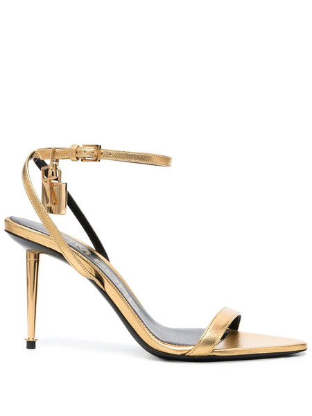  Tom Ford Padlock Leather Sandals - Gold 