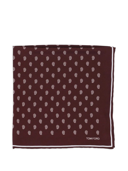  Tom Ford Paisley Twill Pocket Square - Red 