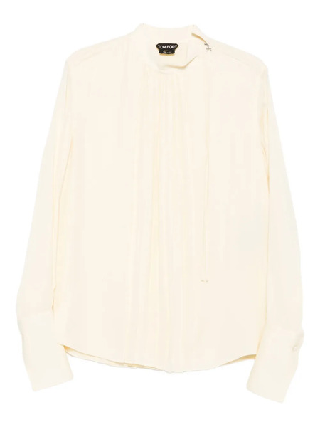  Tom Ford Pleated High-neck Top - Neutrals 