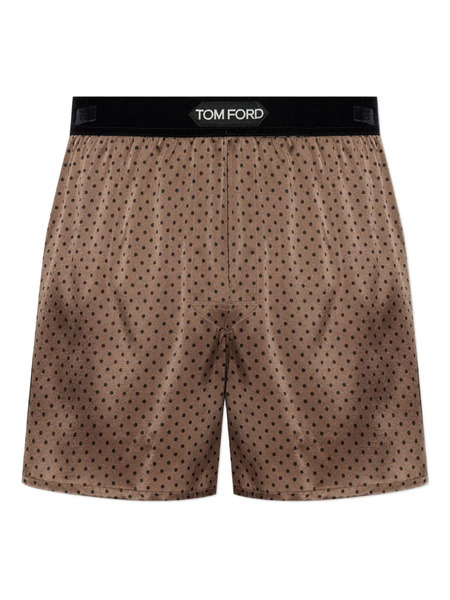  Tom Ford Polka-dot Pattern Silk Boxers - Brown 