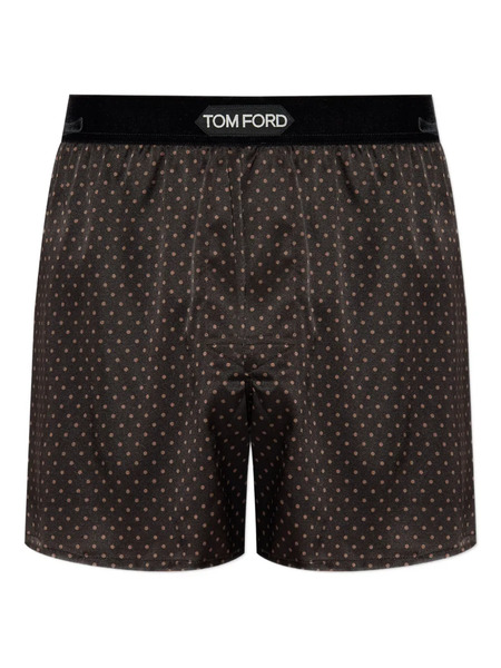  Tom Ford Polka-dot Pattern Silk Boxers - Brown 