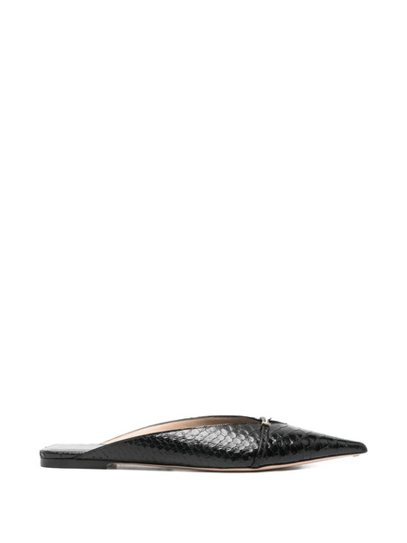  Tom Ford Python-effect Pointed-toe Mules - Black 