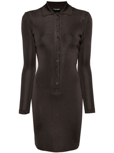  Tom Ford Ribbed Mini Dress - Brown 