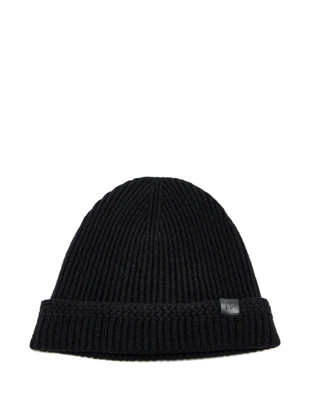  Tom Ford Ribbed Patch Beanie Hat - Black 
