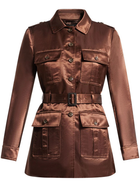  Tom Ford Satin Belted Jacket - Brown 