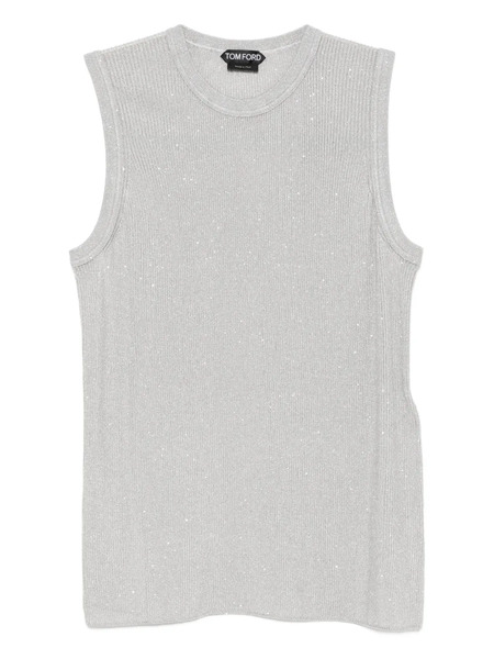  Tom Ford Sequin-embellished Ribbed Tank Top - Grey 