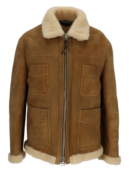  Tom Ford Shearling-collared Pocket Jacket - Brown 