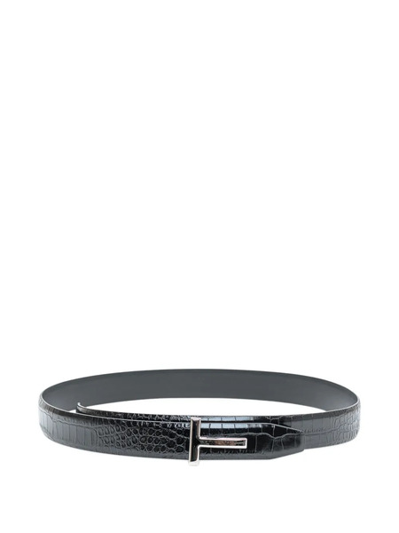  Tom Ford Shiny-effect Crocodile-effect Belt - Black 