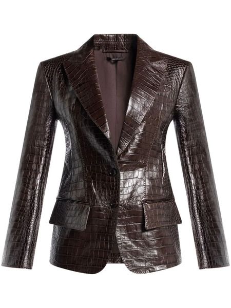  Tom Ford Snakeskin-effect Leather Blazer - Brown 
