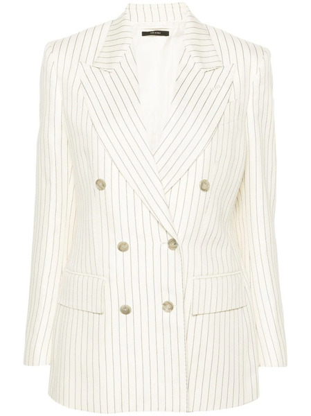  Tom Ford Striped Double-breasted Twill Blazer - Neutrals 