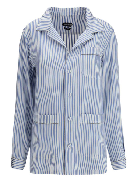  Tom Ford Striped Silk Shirt - Blue 