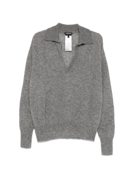  Tom Ford V-neck Collared Sweater - Grey 
