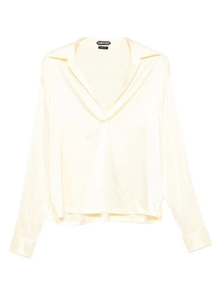  Tom Ford V-neck Satin Blouse - Yellow 