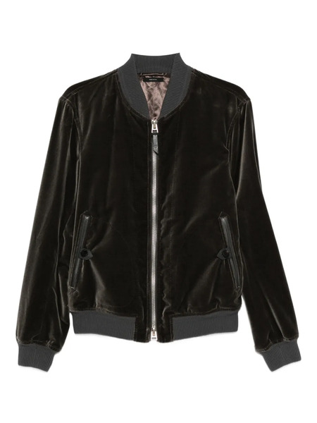 Tom Ford Velvet Zip-front Bomber Jacket - Grey 