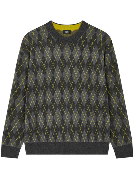  Tomboy Argyle-pattern Jumper - Grey 