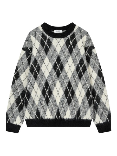 Tomboy Argyle-pattern Sweater - Black 