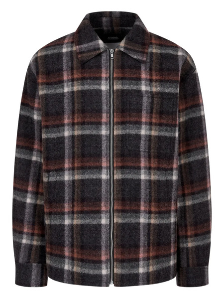 Tomboy Check-pattern Zip Up Jacket - Grey 