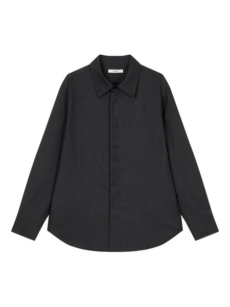  Tomboy Concealed-button Shirt - Grey 
