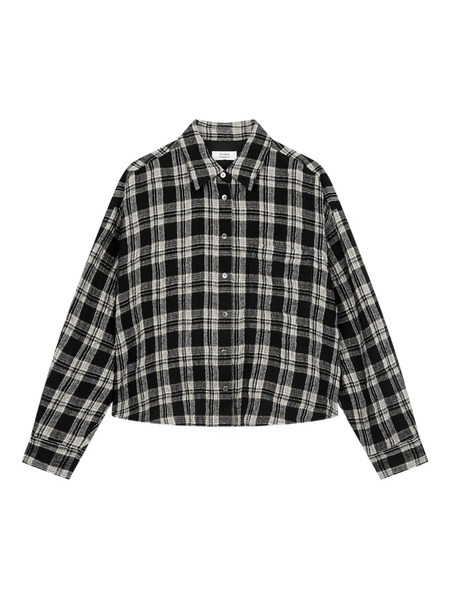  Tomboy Elasticated-hem Checkered Shirt - Black 