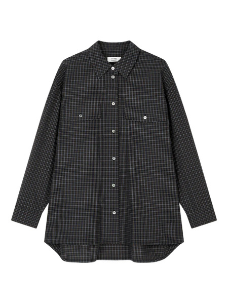  Tomboy Flap-pockets Checked Shirt - Blue 
