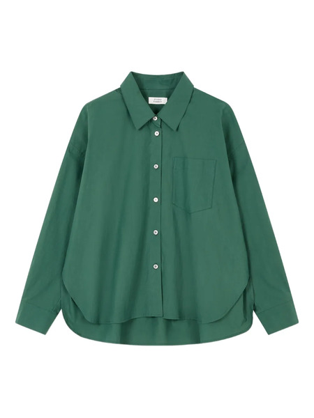  Tomboy Patch-pocket Buttoned-sleeve Shirt - Green 